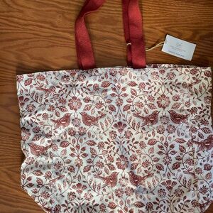 Floral Red and White Tote Bag